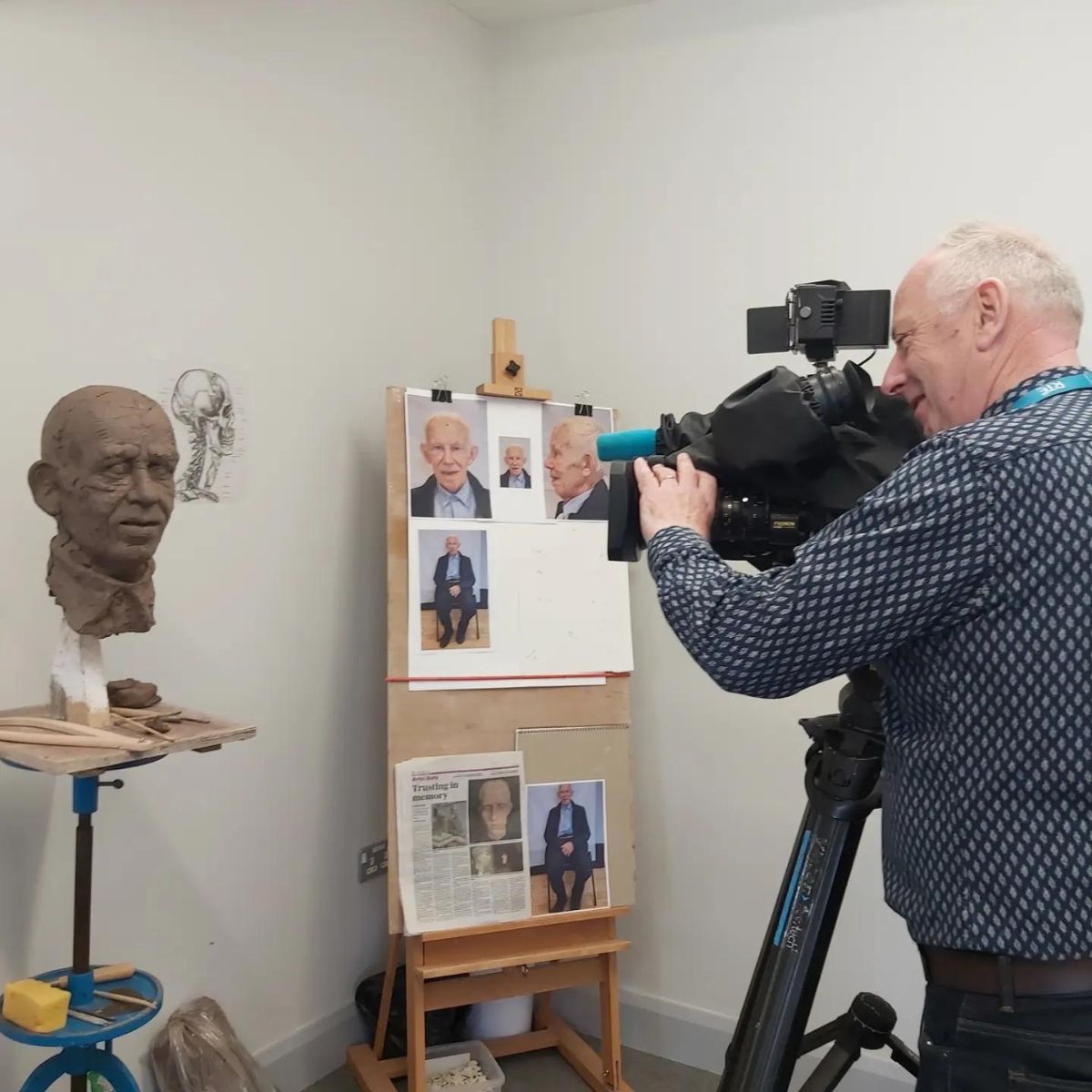 Marie Smith Sculpture - Bobby Coote Portrait - John RTE Cameraman