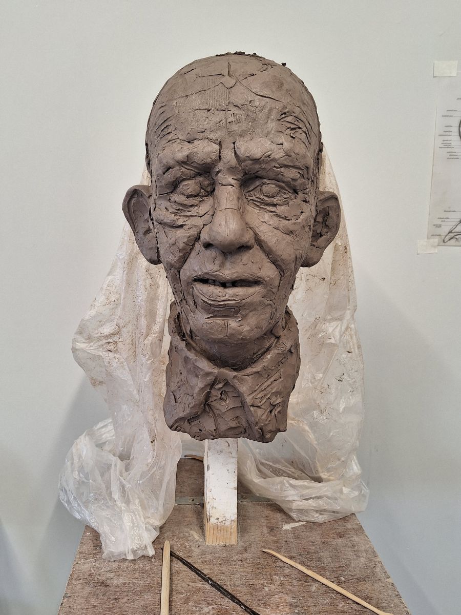 Marie Smith Sculpture - Bobby Coote Portrait wip1